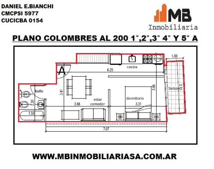 SUSPENDIDO!!Almagro venta en pozo monoamb.c/balcon y terraza en Colombres al 200 9°A