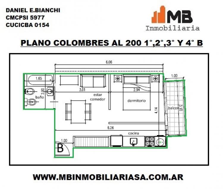 SUSPENDIDO!! Almagro venta monoamb.c/balcón Colombres al 200 3°B