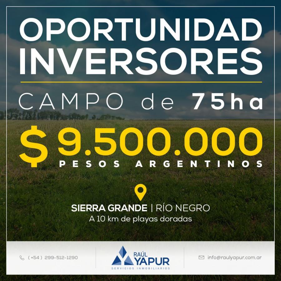 Foto Campo en Venta en Sierra Grande, Río Negro - 75 hectareas - $ 9.500.000 - CPV108114 - BienesOnLine