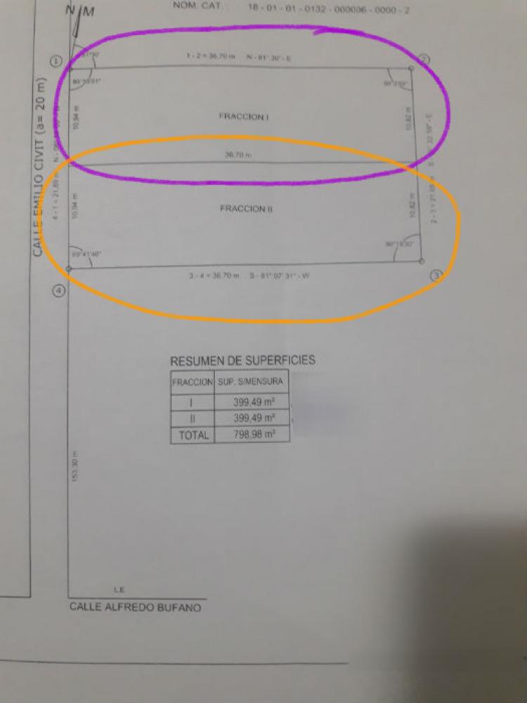 General Alvear  Mendoza Vendo 2 Lotes c/u de 399,49m2 zona residencial excelente ubicación centrico