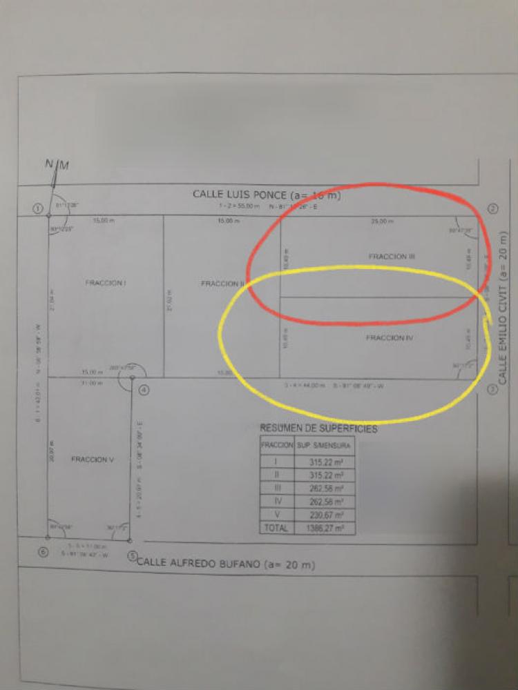 Gral Alvear Mza Vendo 2 Lotes de 262,58m2 c/u Excelente ubicación zona residencial muy céntricos