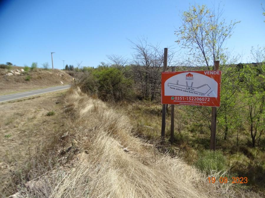 TERRENO 4,58 HAS CON 625 MTS SOBRE RUTA S271 EN POTRERO DE GARAY-CORDOBA-SERVICIOS Y ESCRITURA