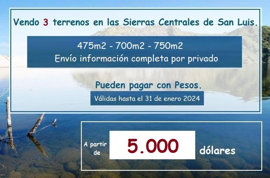 Vendo terreno en San Luis - Argentina - Escritura y servicios