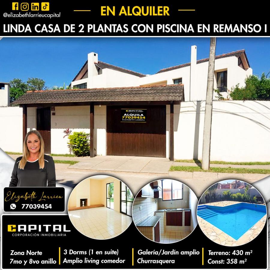 Casa con piscina en alquiler zona norte Remanso I