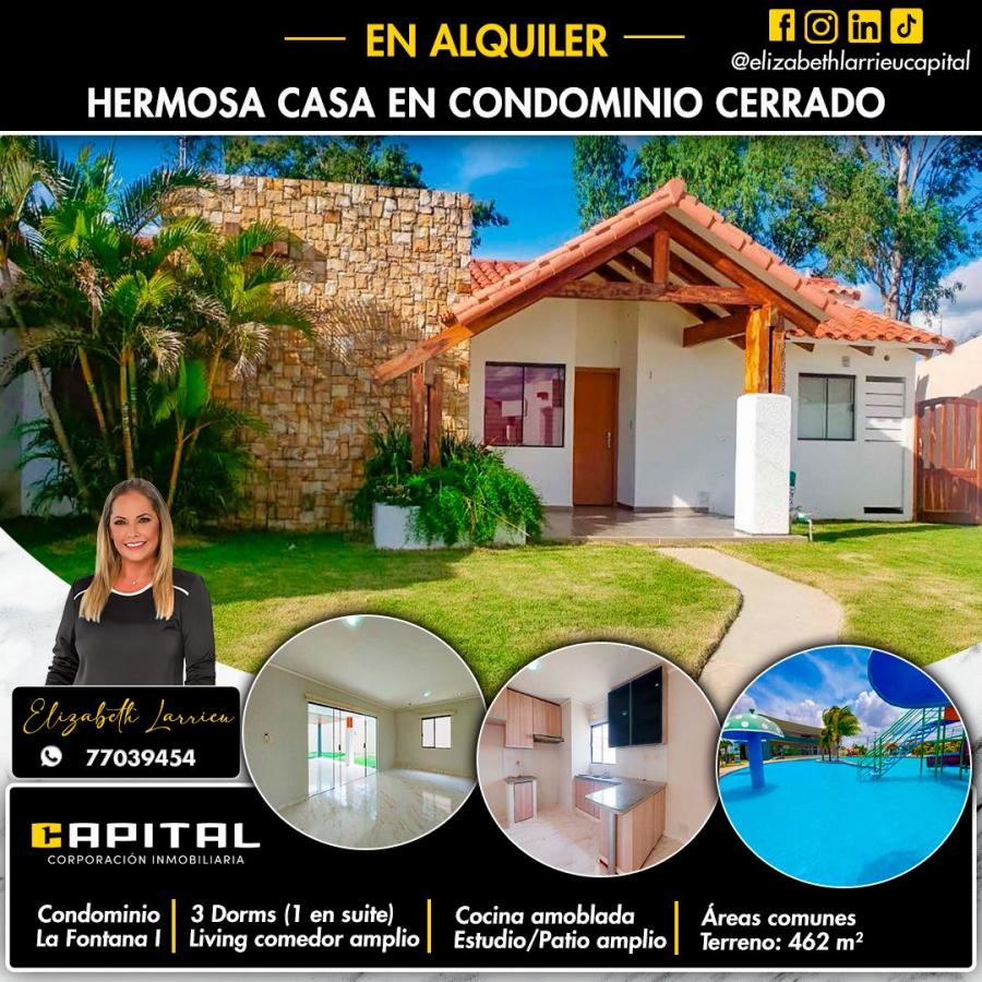 Casa en alquiler zona norte Condominio La Fontana I