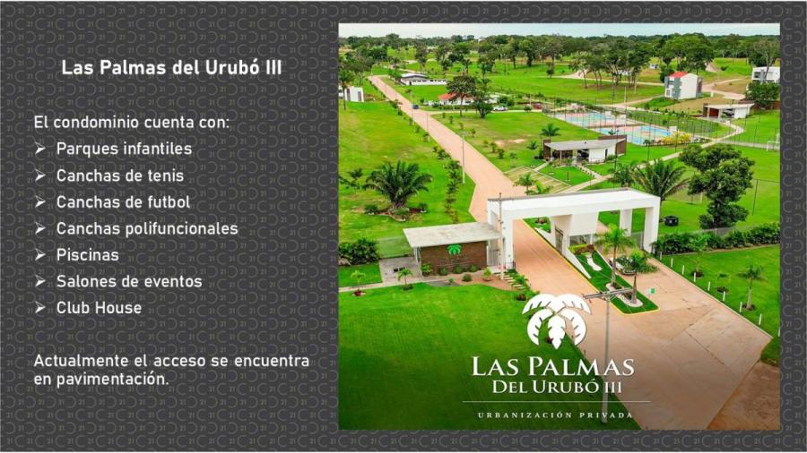 DOS TERRENOS JUNTOS EN VENTA EN CONDOMINIO LAS PALMAS DEL URUBO III