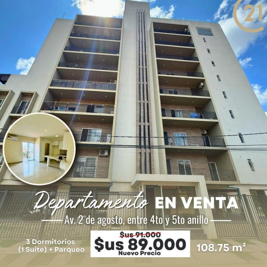 EN VENTA DPTO 3D CON PARQUEO ZONA CAMBODRONO ENTRE 4TO Y 5TO ANILLO 📲79062952