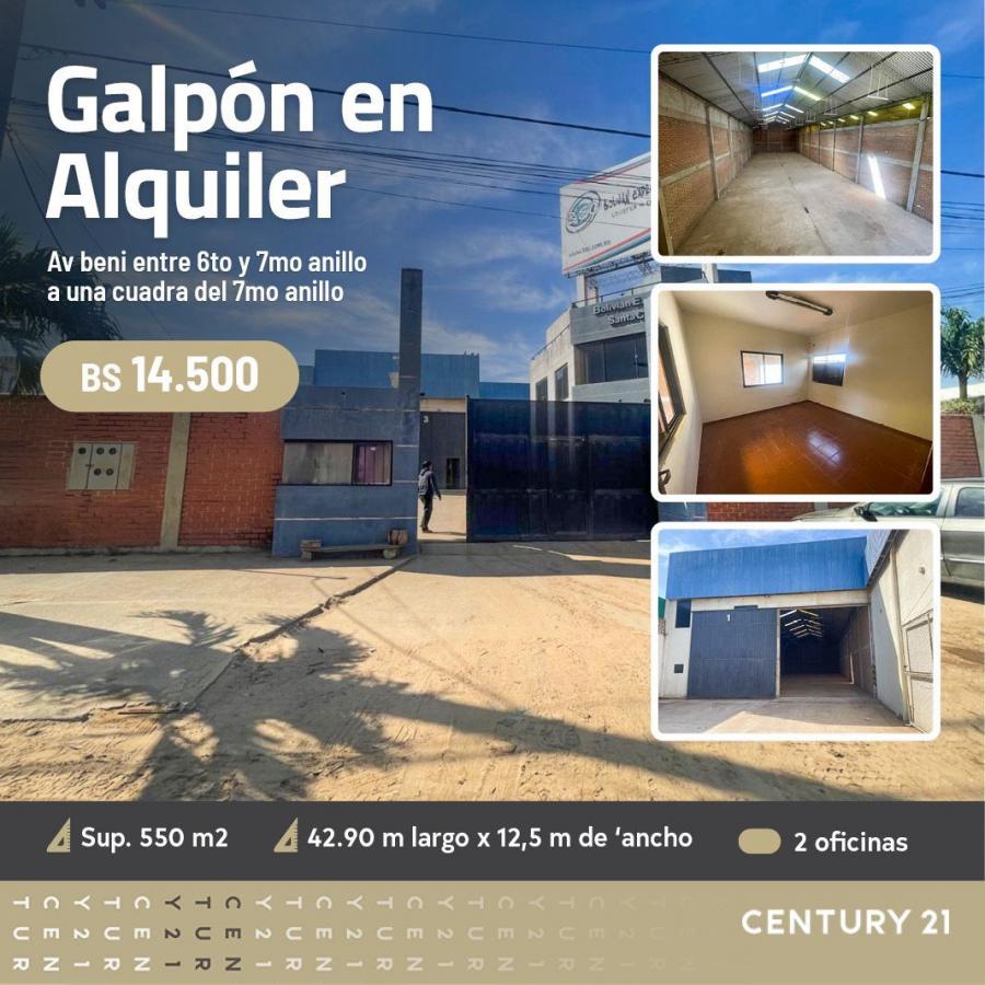 GALPON CON OFICINAS EN ALQUILER, 7MO ANILLO AVENIDA BENI