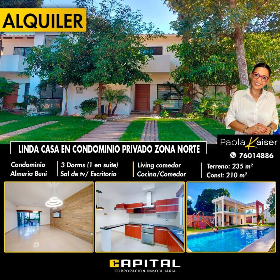 Foto Casa en Alquiler en Santa Cruz de la Sierra, Santa Cruz - U$D 900 - CAA8024 - BienesOnLine