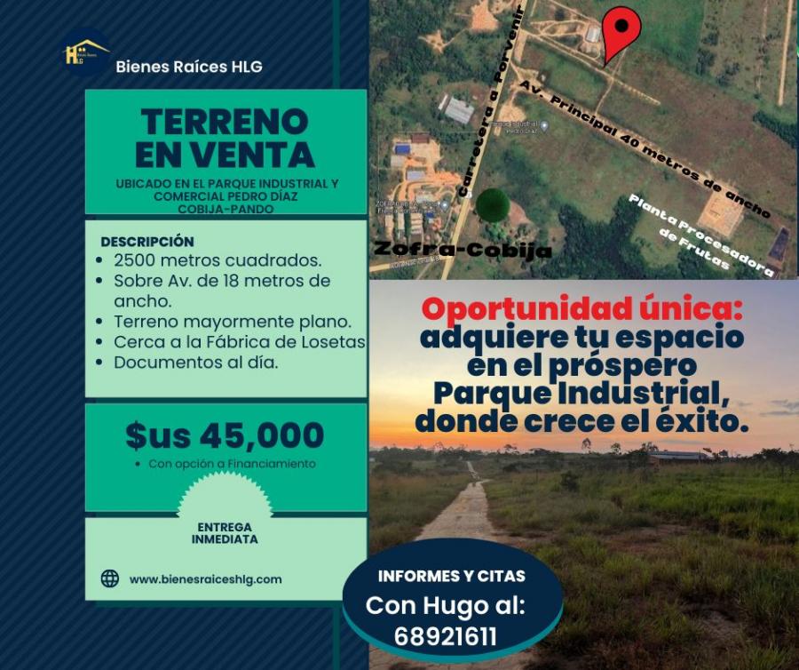 Oportunidad única; Adquiere tu terreno en el Parque Industrial de Cobija-Pando donde crece el éxito