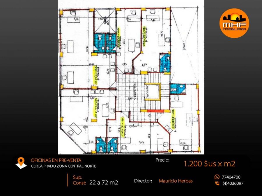 POR ESTRENAR OFICINAS EN PRE-VENTA ZONA EL PRADO COCHABAMBA