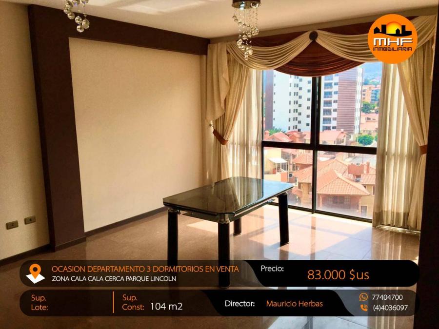 SUPER OCASIÓN DEPARTAMENTO EN VENTA 3 DORM. ZONA CALA CALA COCHABAMBA