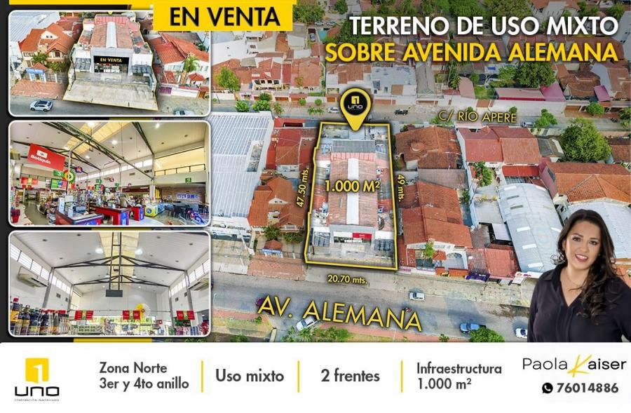 Terreno con galpon en venta, sobre Avenida Alemana Santa Cruz