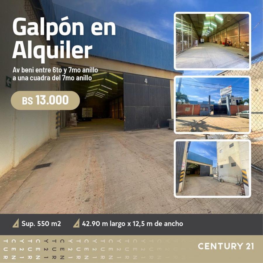 ZONA NORTE, GALPON EN ALQUILER 7MO ANILLO AVENIDA BENI