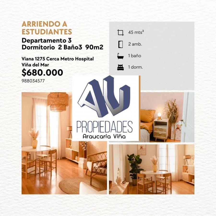 Foto Departamento en Arriendo en Viña del Mar, Valparaiso - $ 680.000 - DEA154483 - BienesOnLine