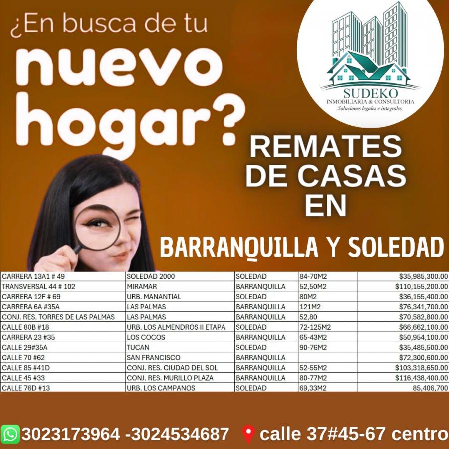 REMATE DE CASAS - INMUEBLES DE OPORTUNIDAD - CASA PROPIA