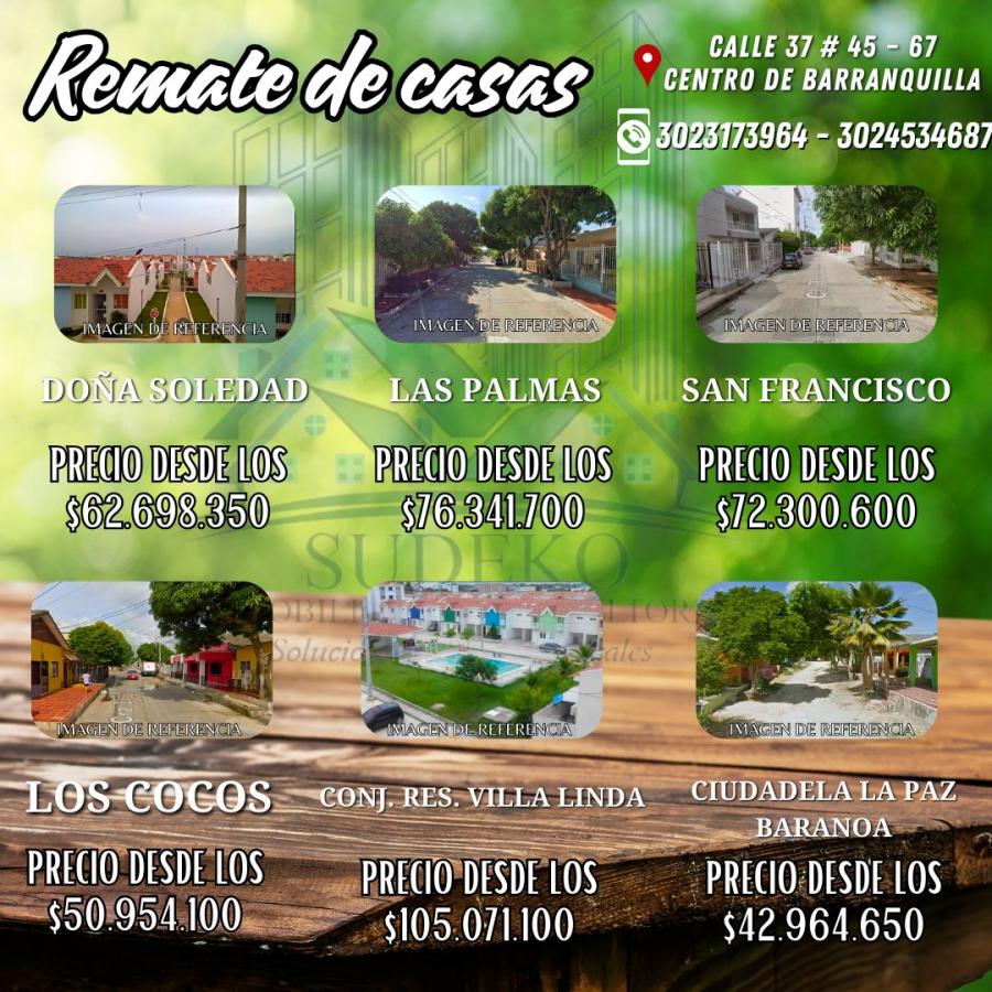 REMATE DE CASAS - INMUEBLES DE OPORTUNIDAD - COMPRAR CASA EN EL ATLANTICO