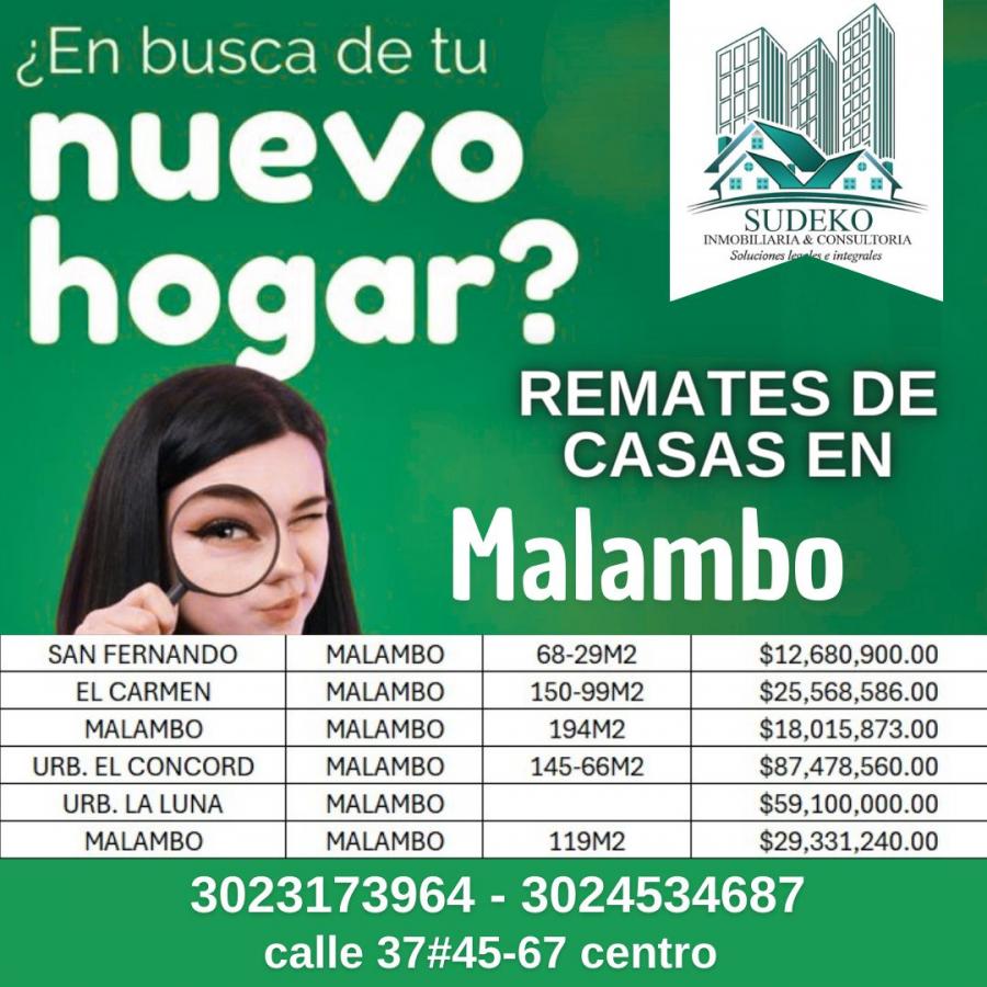 REMATES DE CASAS - INMUEBLES DE OPORTUNIDAD - COMPRAR CASA PROPIA - MALAMBO