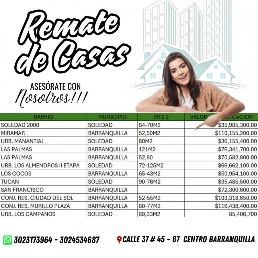 Remates de oportunidad - Comprar casa propia en el departamento del Atlantico