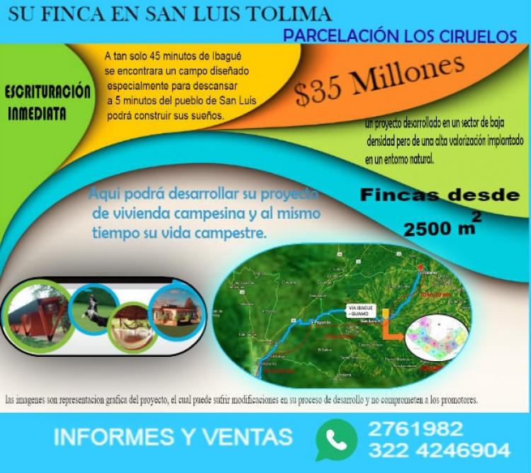 Vendemos lote para finca campestre de 2500 m2