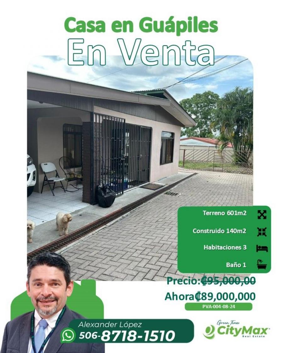 Casa en Venta con amplio terreno en Guápiles Centro