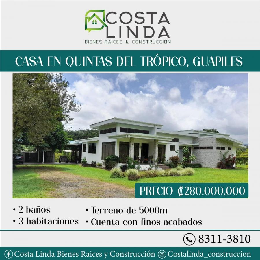 Foto Casa en Venta en Quintas del Trpico, Gupiles, Limn - ¢ 280.000.000 - CAV103405 - BienesOnLine