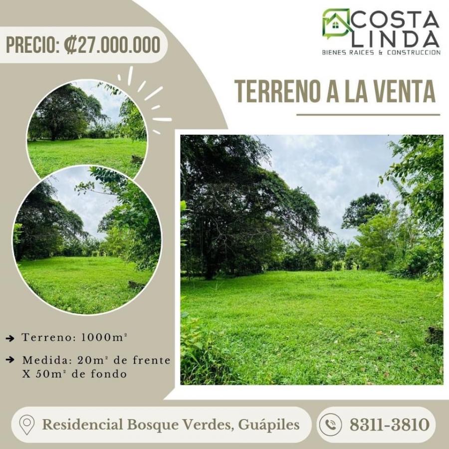 Terreno de 1000m a la venta en Guapiles 