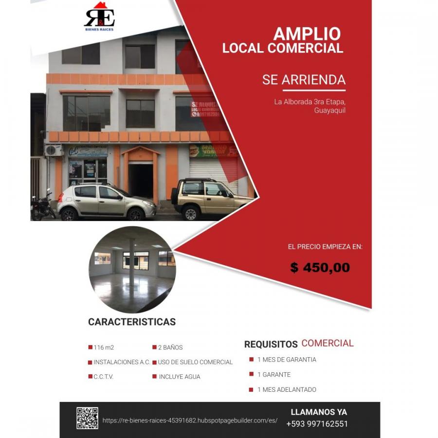 Se Alquila Local Comercial 116 M2 Alborada 3ra Etapa Av. Principal José Maria Egas.