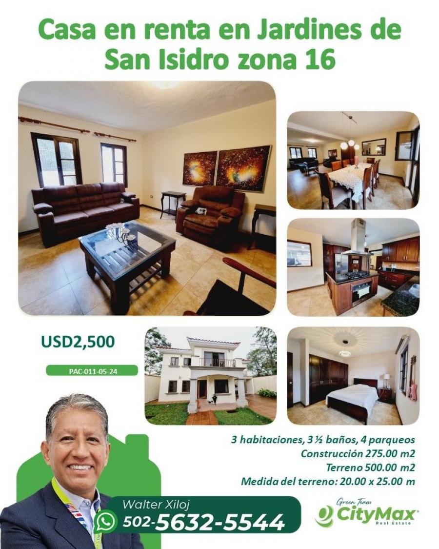 Foto Casa en Renta en San Isidro, zona 16, Guatemala, Guatemala - U$D 2.500 - CAR47662 - BienesOnLine