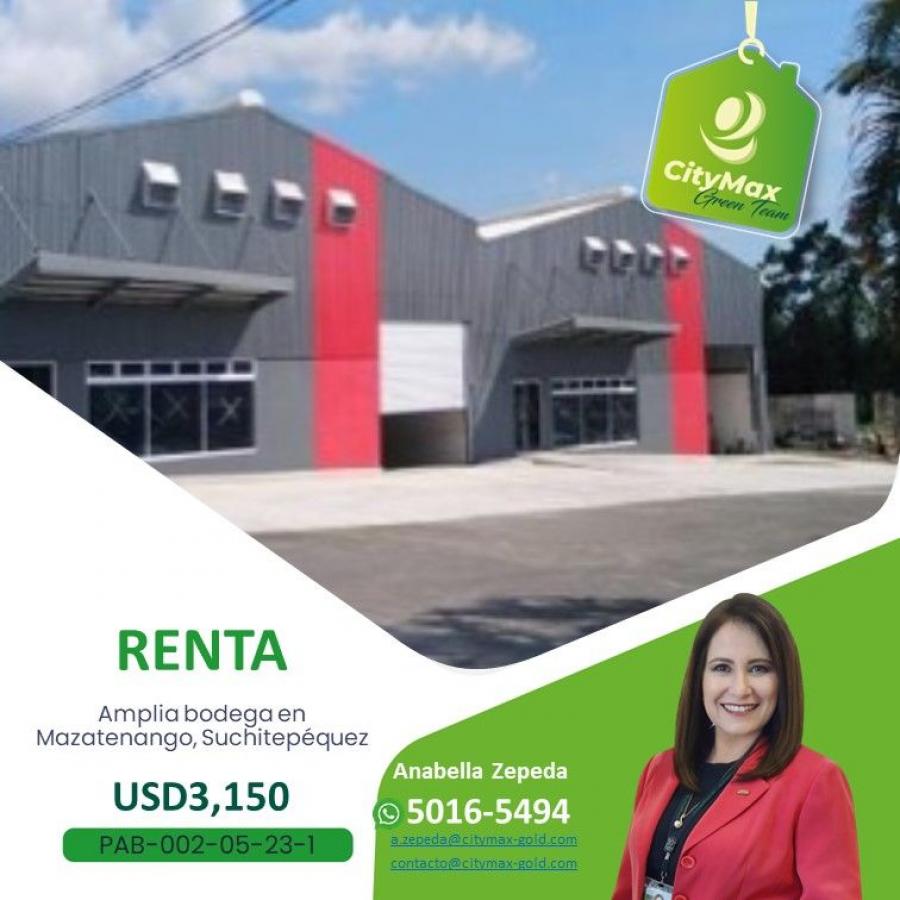 Foto Bodega en Renta en Mazatenango, Suchitepéquez - U$D 3.150 - BOR24767 - BienesOnLine