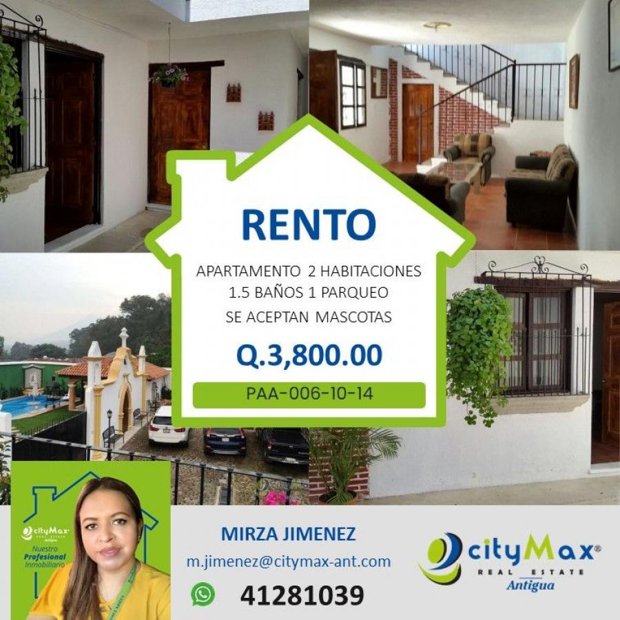 Apartamento en renta en Antigua Guatemala, este apartamento está ubicado a pocos minutos del parque 