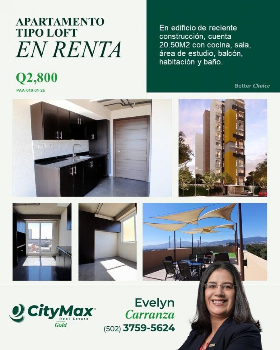 En Renta apartamento nuevo tipo Loft en zona 12, Santa Elisa