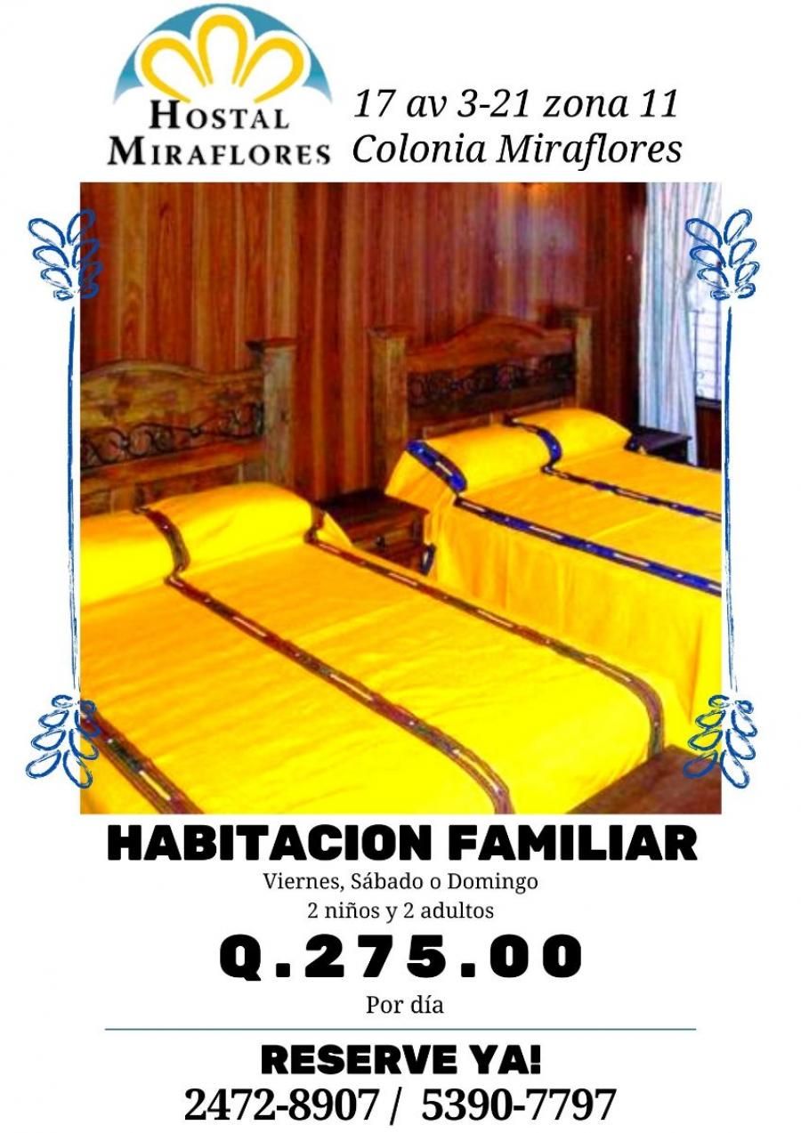 Habitaciones Familiares super cómodas por tan solo Q.275.00!!!