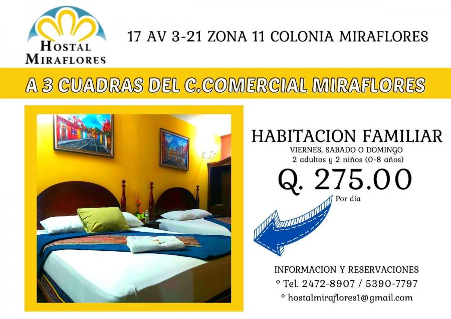 Hostal Miraflores, habitaciones familiares cómodas