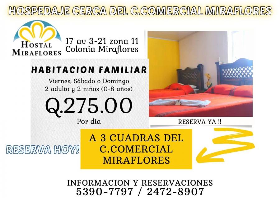 Hostal Miraflores, habitaciones familiares con tv cable