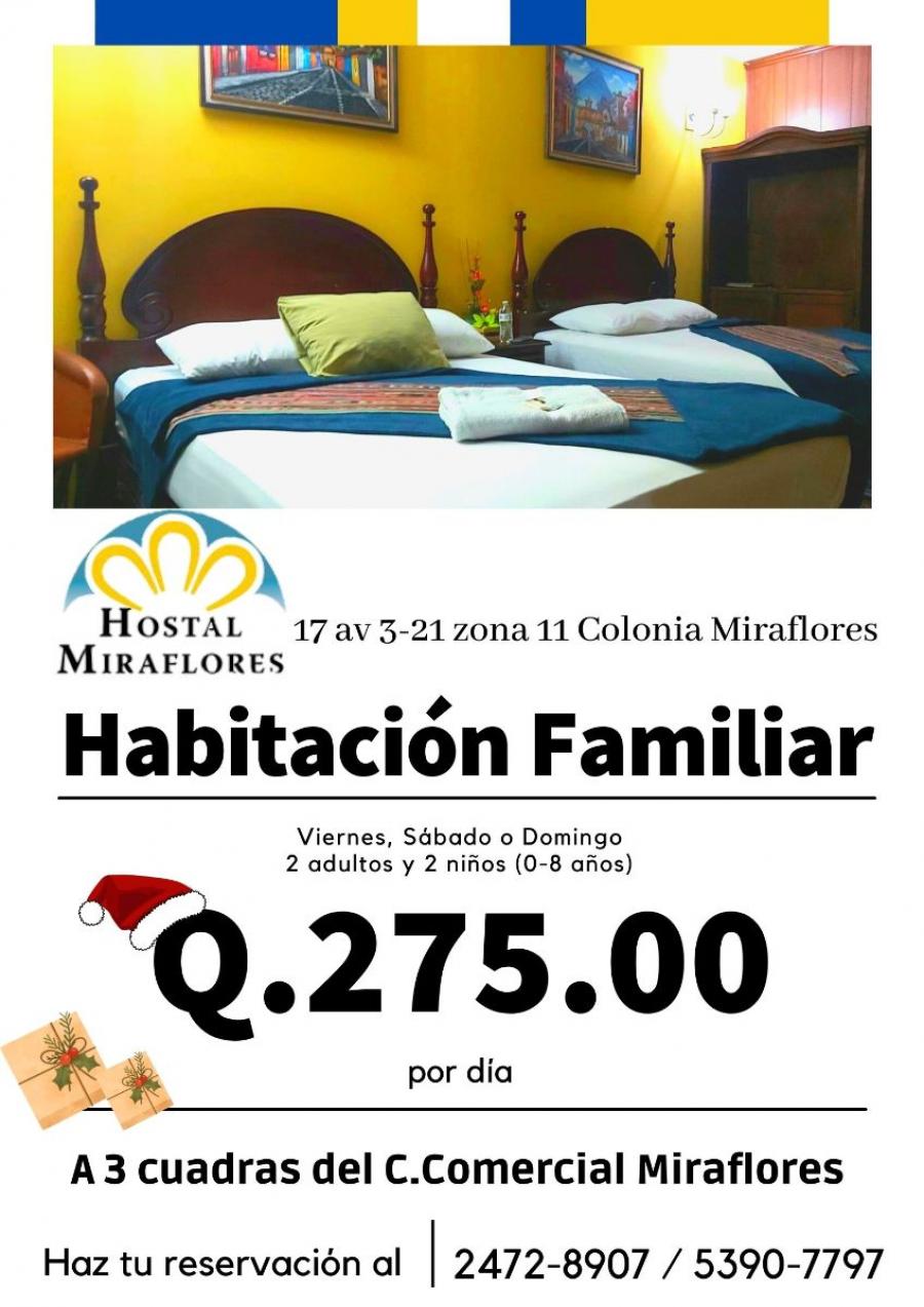 Hostal Miraflores, habitaciones familiares sanitizadas