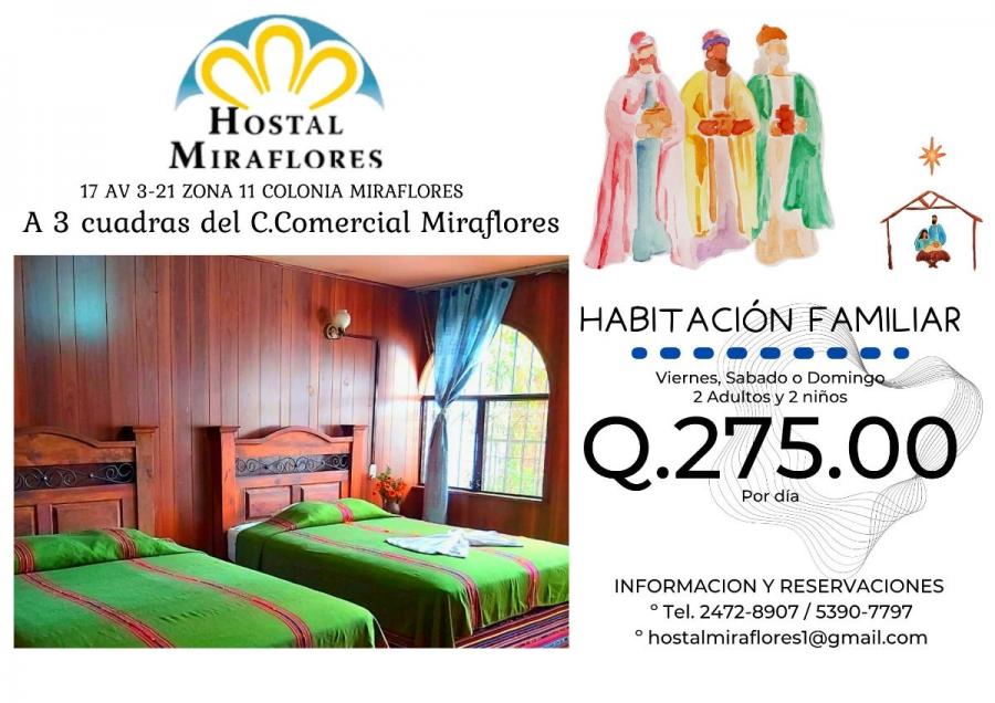 Hostal Miraflores... habitaciones familiares sanitizadas