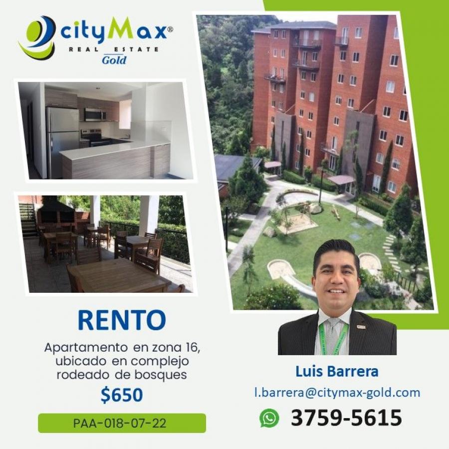 Foto Apartamento en Renta en Zona 16, Guatemala, Guatemala - U$D 650 - APR17955 - BienesOnLine