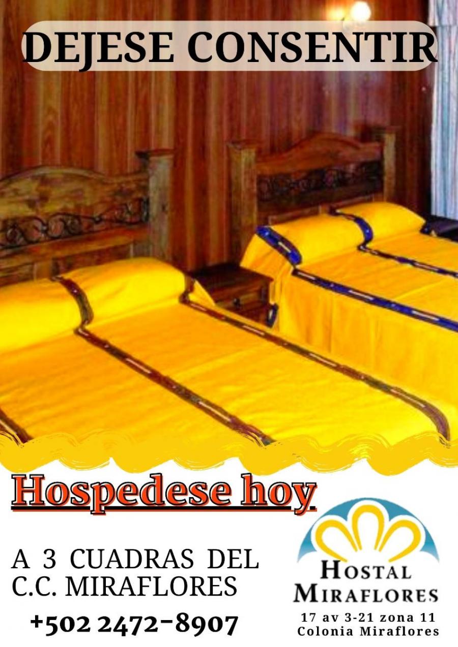 Solo en Hostal Miraflores, hospedaje desde Q. 220.00, llame ya!