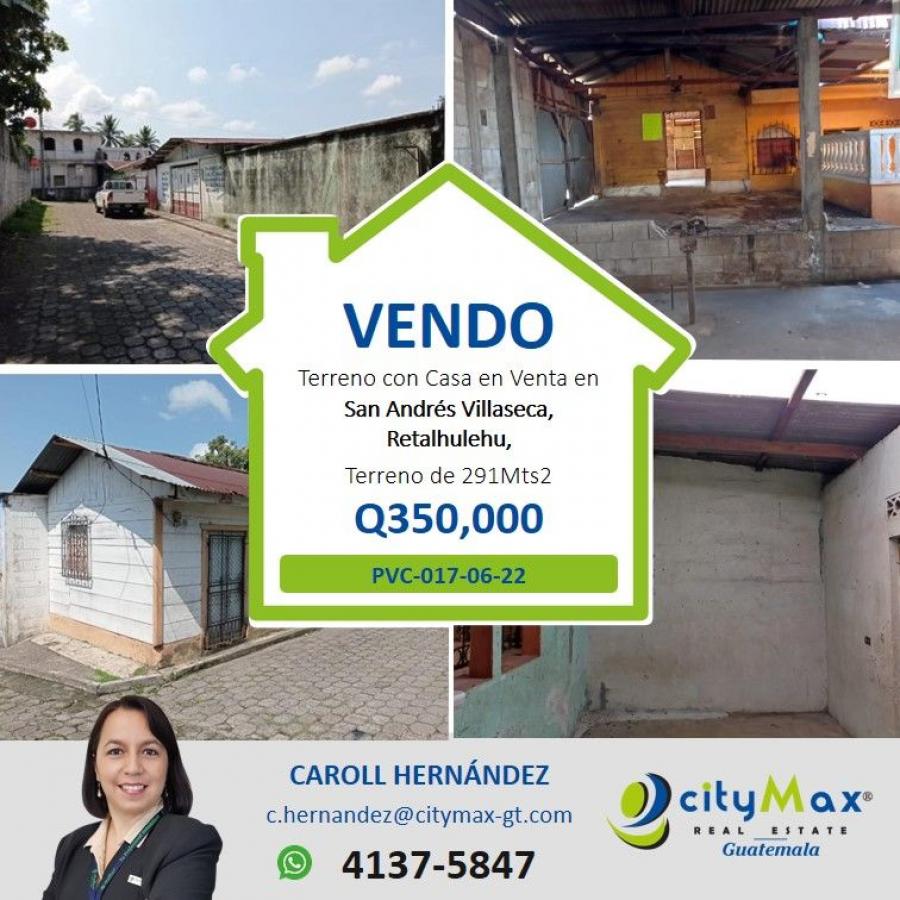 Terreno con casa para demoler de esquina en venta en San Andrés Villaseca, Retalhuleu.