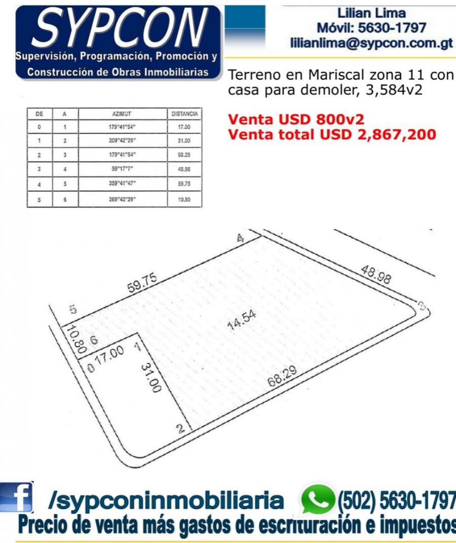 Terreno zona 11 por Mariscal