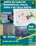 Casa en Venta en Residencial Italia zona 4 de villa nueva