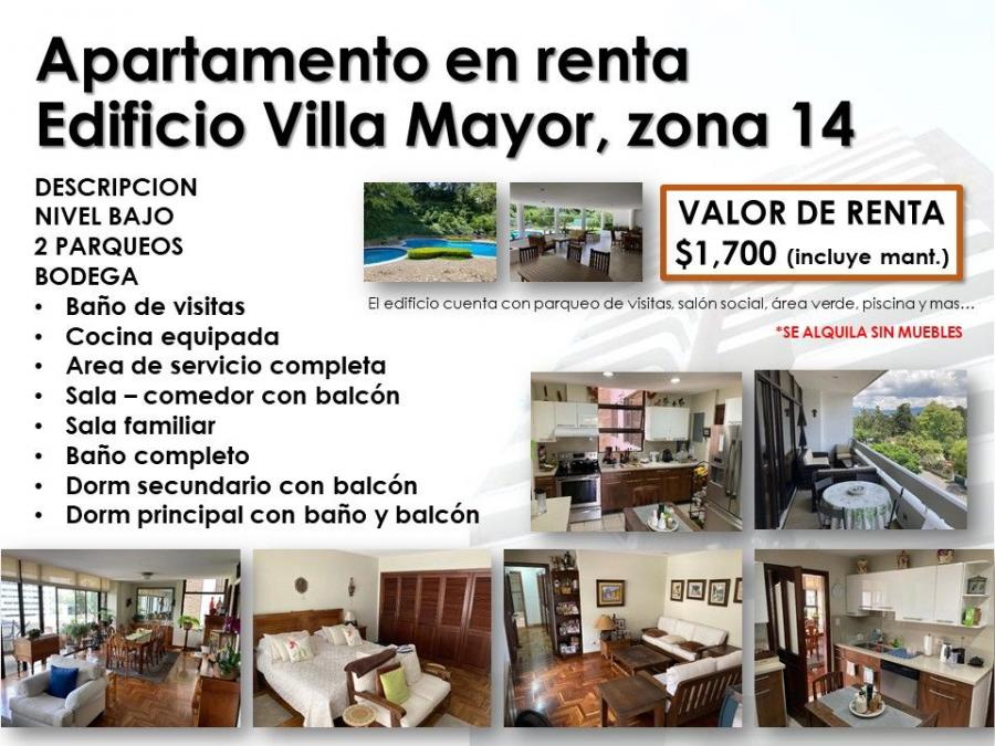 Foto Apartamento en Renta en ZONA 14, Guatemala, Guatemala - U$D 1.700 - APR18250 - BienesOnLine