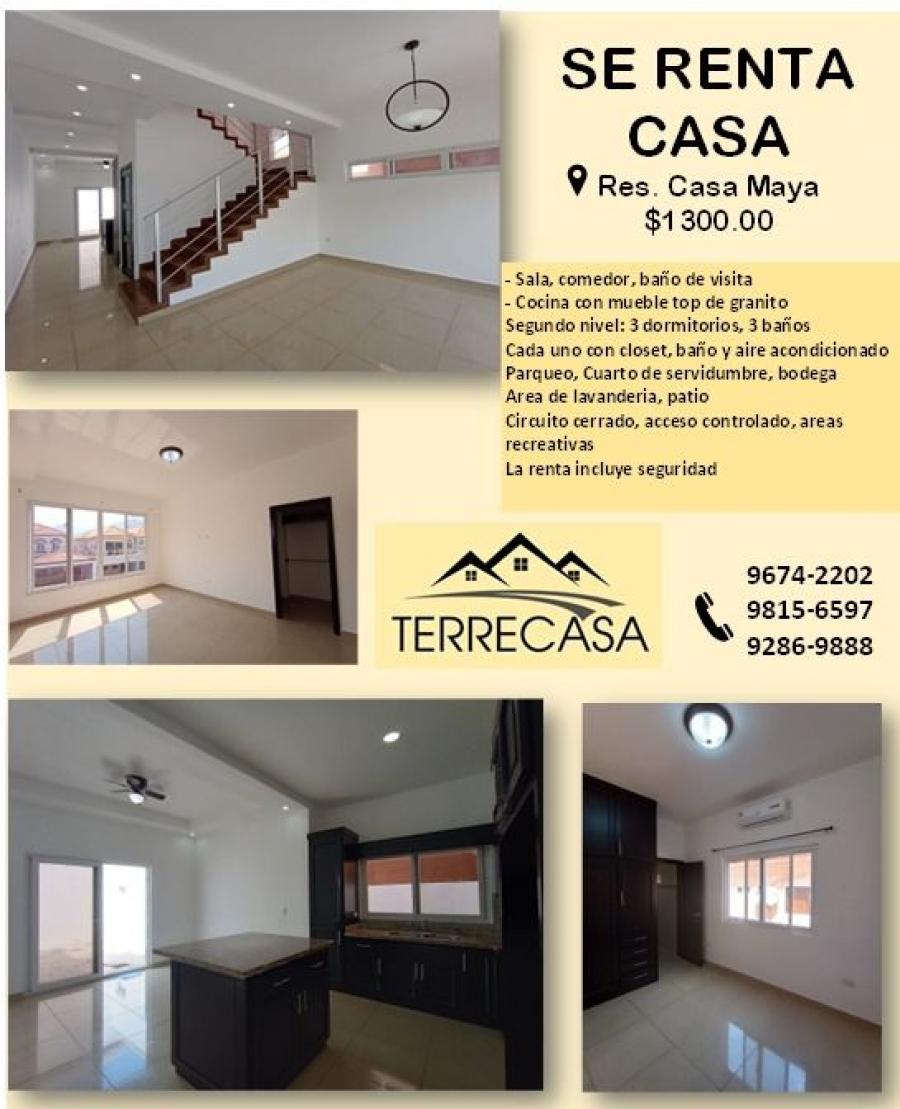 SE RENTA CASA EN RES. CASA MAYA SAN PEDRO SULA