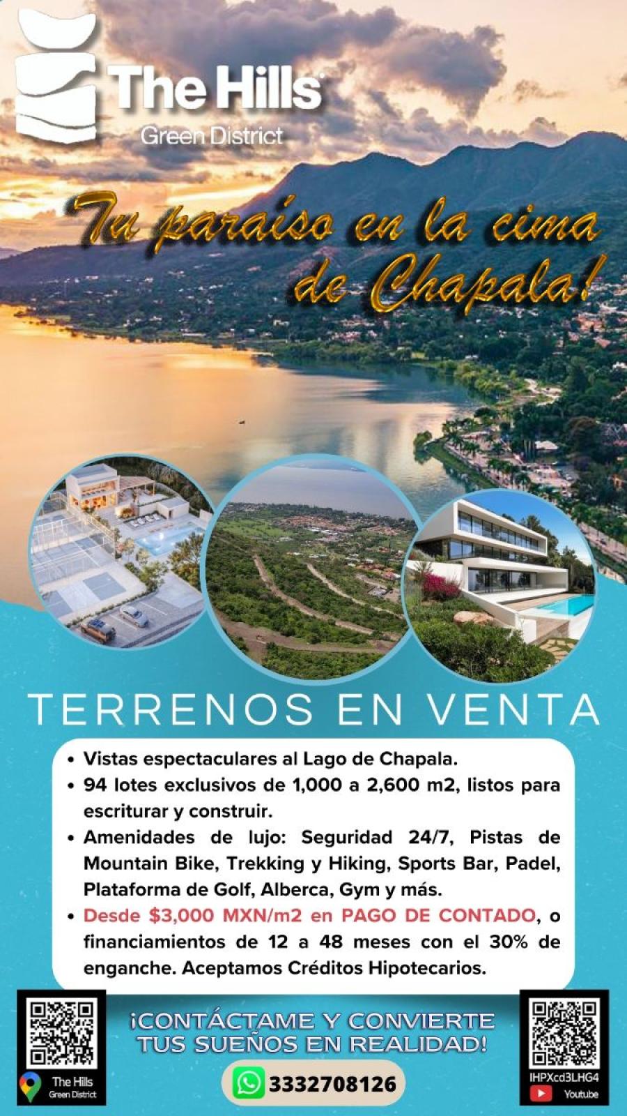 Terrenos Panorámicos en Venta en Chapala. Desde 1,000 Mts.