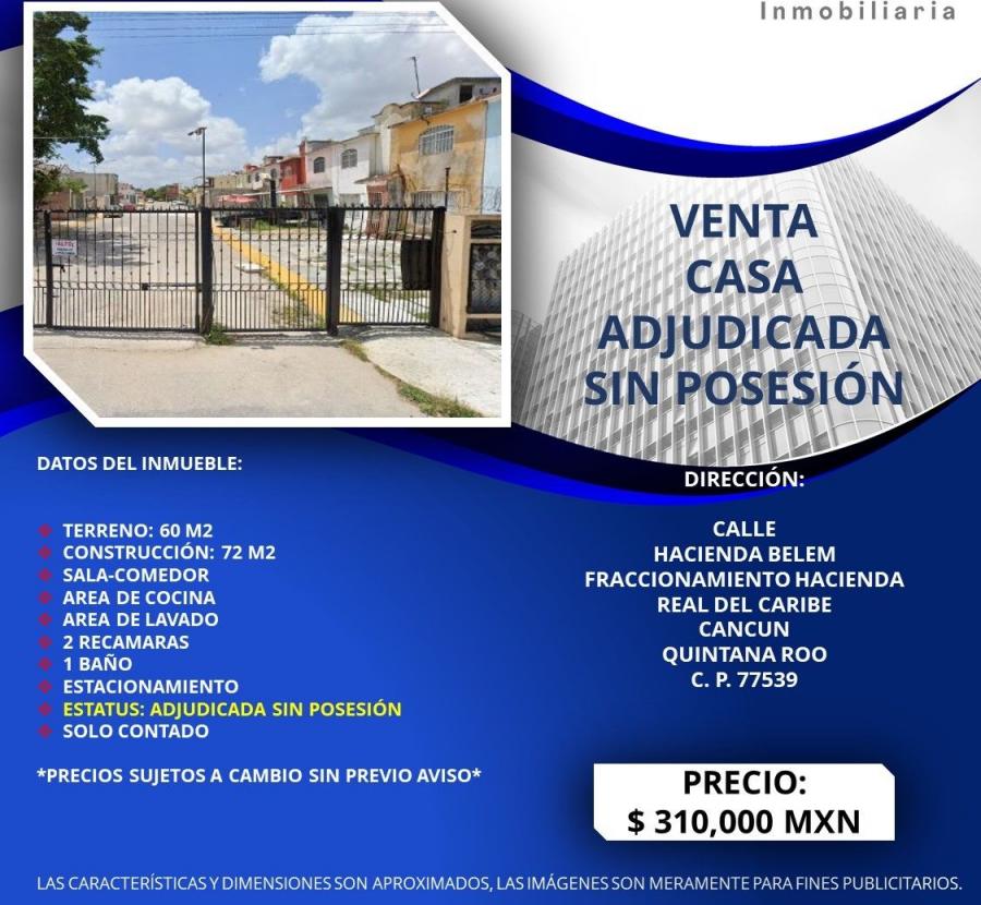 Foto Casa en Venta en FRACC. HACIENDA REAL DEL CARIBE 77539, Cancún, Quintana Roo - $ 310.000 - CAV353417 - BienesOnLine