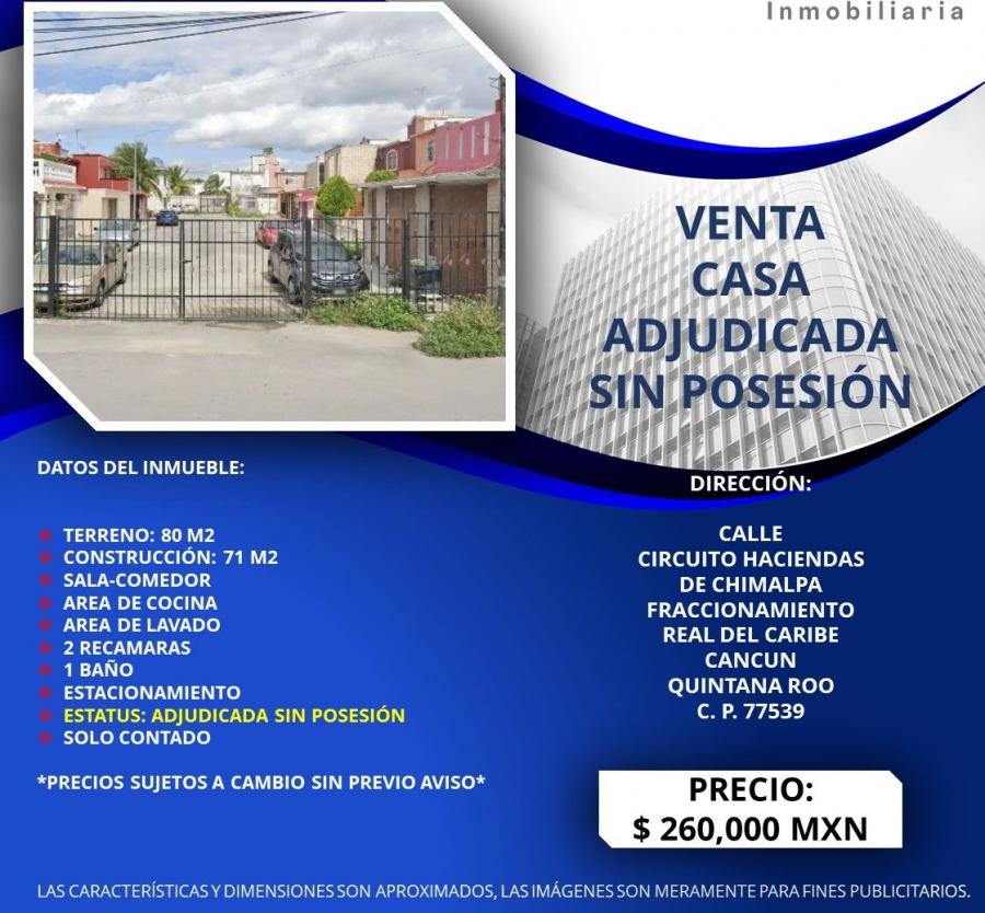 Foto Casa en Venta en FRACCF. HACIENDAS REAL DEL CARIBE 77539, Cancún, Quintana Roo - $ 259.999 - CAV353418 - BienesOnLine