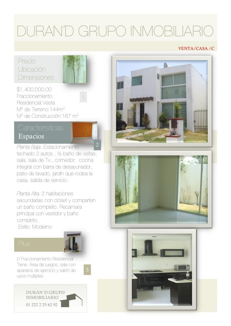 Foto Casa en Venta en VESTA, Puebla, Puebla - $ 1.400.000 - CAV38638 - BienesOnLine