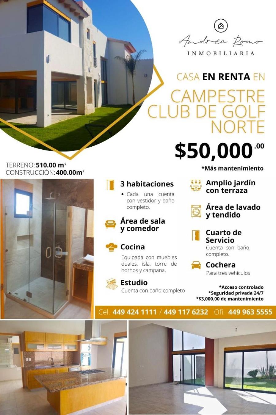 Foto Casa en Renta en Campestre Club de Golf, Aguascalientes, Aguascalientes - $ 50.000 - CAR359334 - BienesOnLine