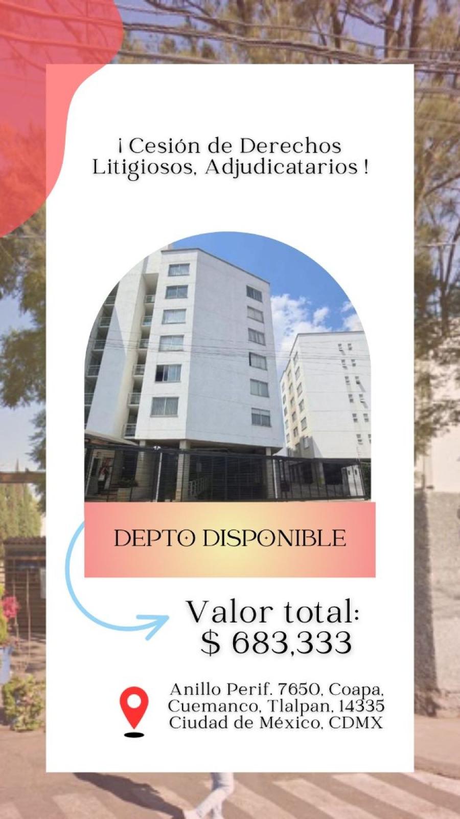 Foto Departamento en Venta en GRANJAS COAPA, Tlalpan, Distrito Federal - $ 683.333 - DEV353449 - BienesOnLine